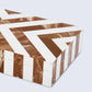CHEVRON BONE INLAY DECORATIVE STORAGE BOX IN 6 SIZES, BROWN & WHITE