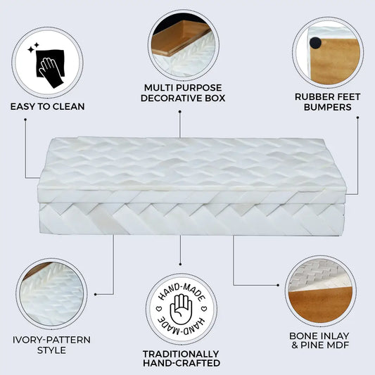 IVORY BRAID BONE INLAY DECORATIVE STORAGE BOX IN 7 SIZES