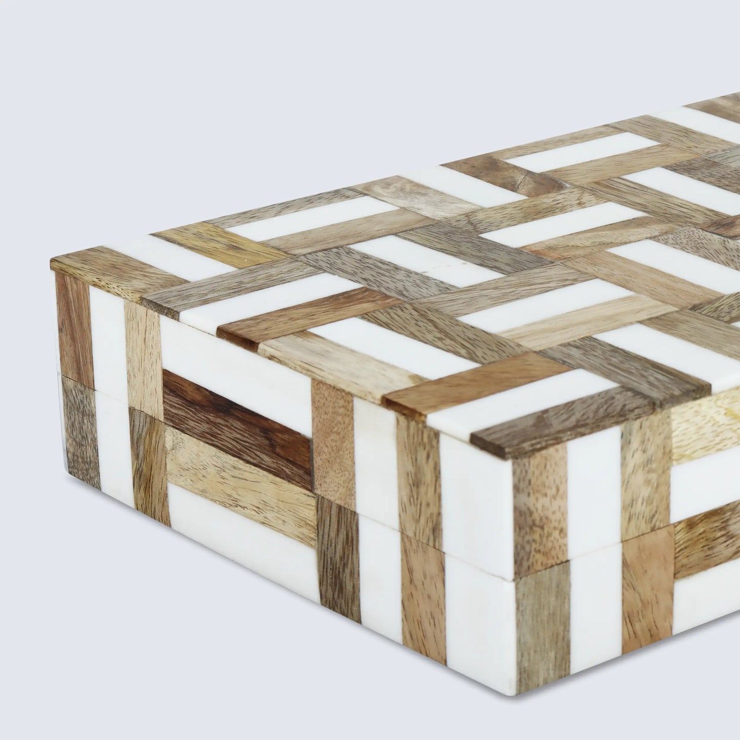 MARQUET CHASE WOOD & RESIN INLAY DECORATIVE STORAGE BOX