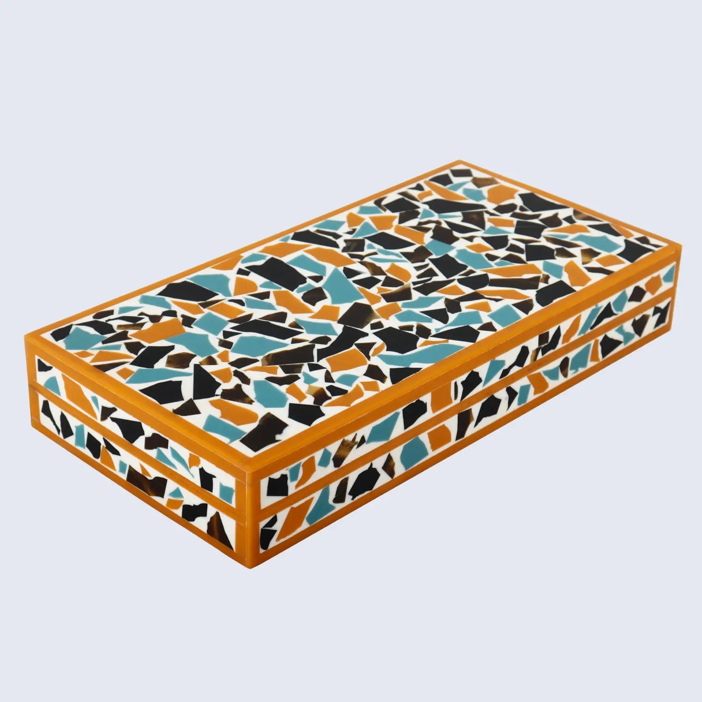 DECORATIVE STORAGE BOX MOSAIC GOLD RESIN INLAY IN 7 SIZES
