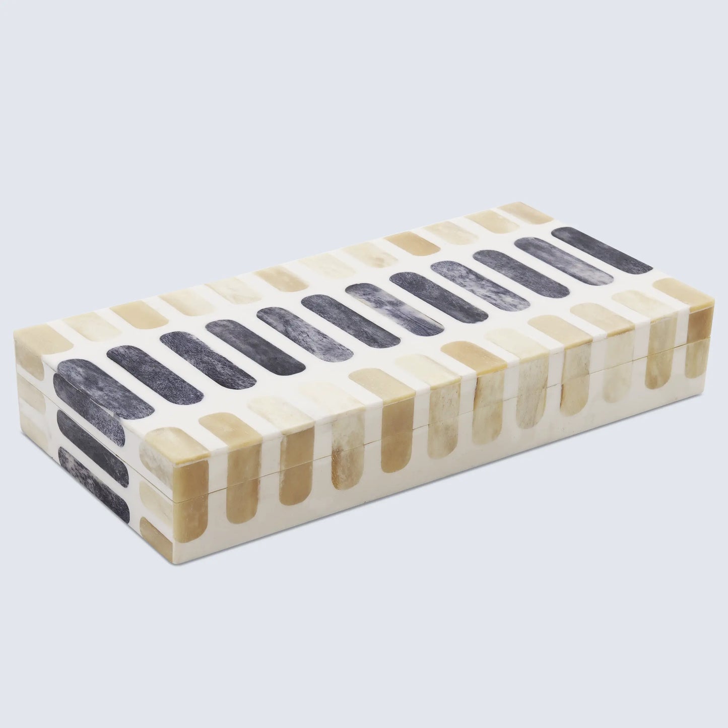 PATISSERIE CARAMEL BONE & RESIN INLAY DECORATIVE STORAGE BOX - 7 SIZES