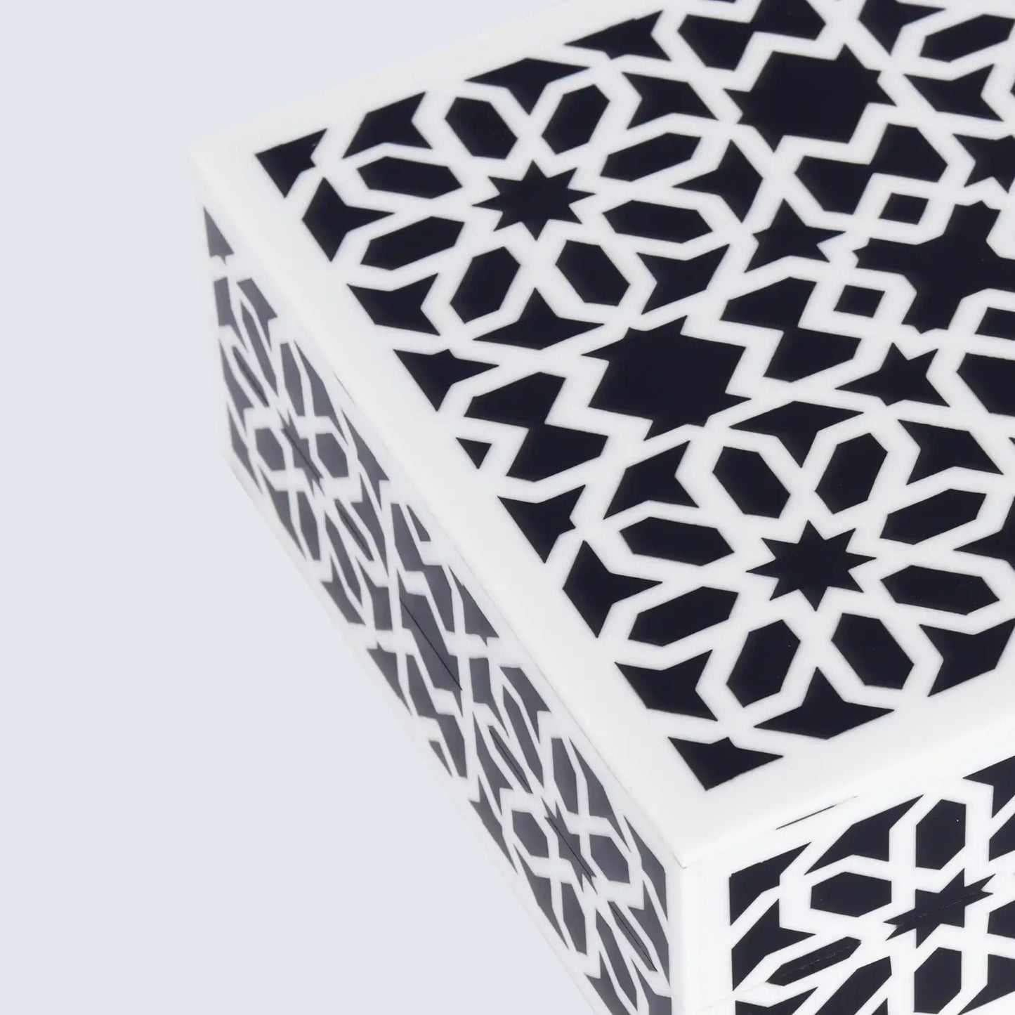 DECORATIVE STORAGE BOX SHIRAZ RESIN INLAY IN 7 SIZES, BLACK & WHITE