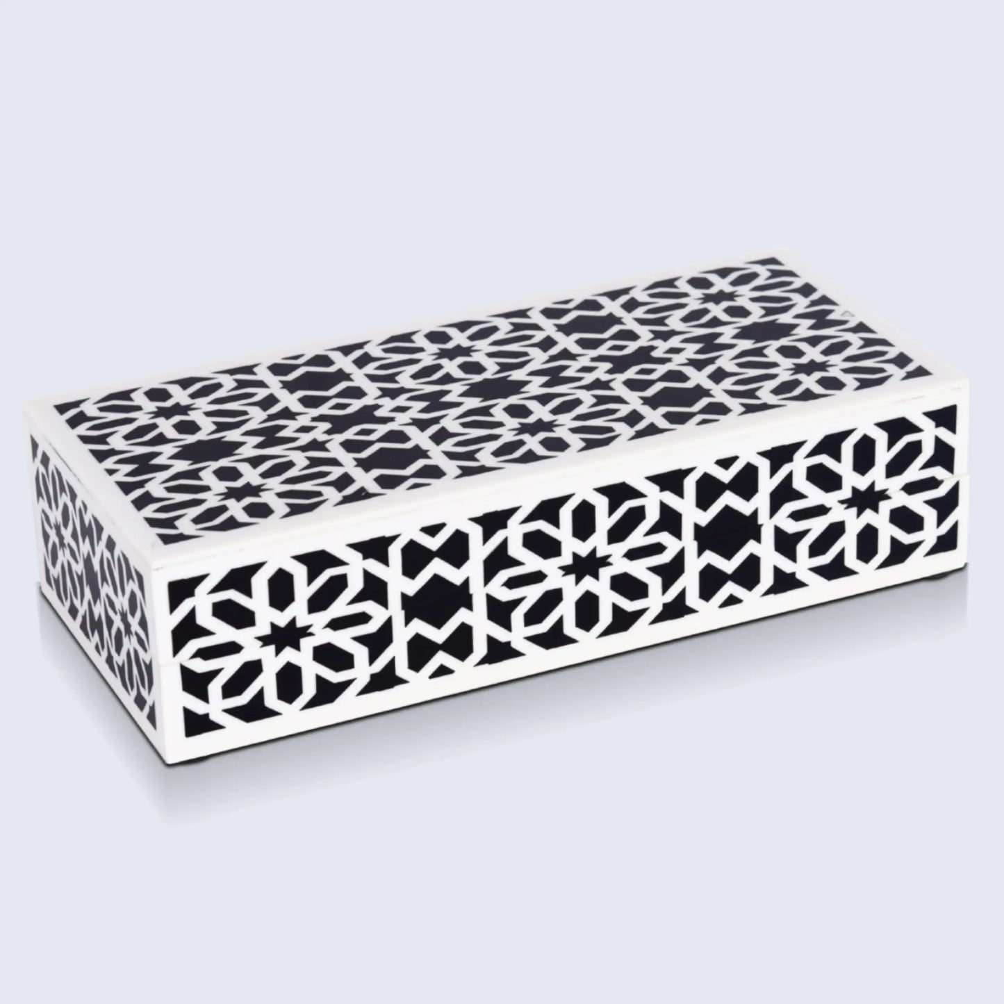 DECORATIVE STORAGE BOX SHIRAZ RESIN INLAY IN 7 SIZES, BLACK & WHITE