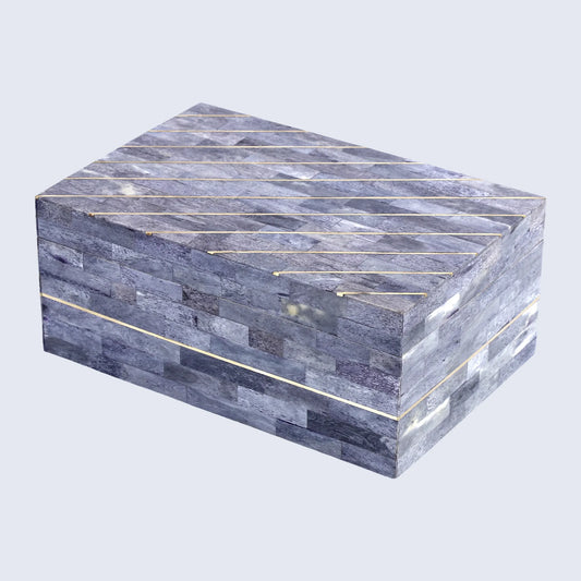 AEGEAN CORAL BONE INLAY & BRASS DECORATIVE STORAGE BOX IN 2 SIZES