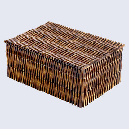 DECORATIVE STORAGE BOX MEKONG LOTUS BONE INLAY & BRASS IN 2 SIZES