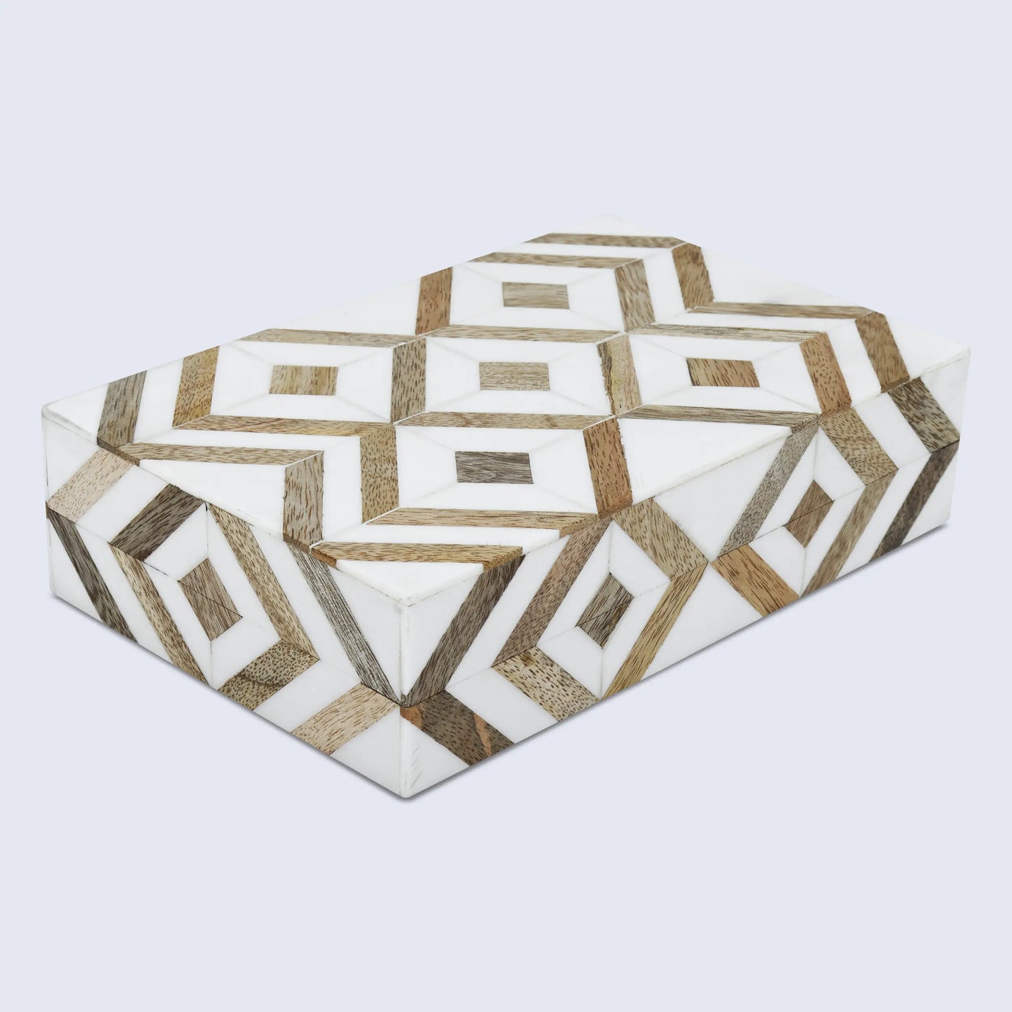 MARQUET ARRAY RESIN & WOOD INLAY DECORATIVE STORAGE BOX