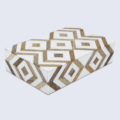 MARQUET ARRAY RESIN & WOOD INLAY DECORATIVE STORAGE BOX