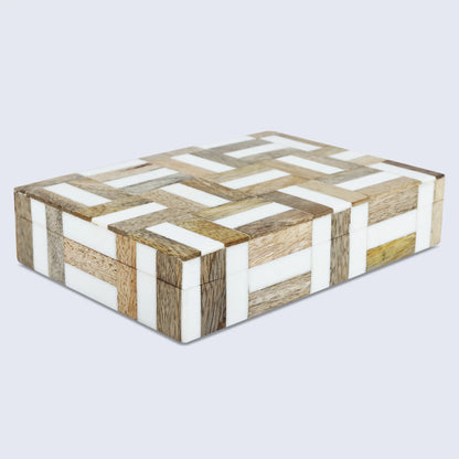 MARQUET CHASE WOOD & RESIN INLAY DECORATIVE STORAGE BOX