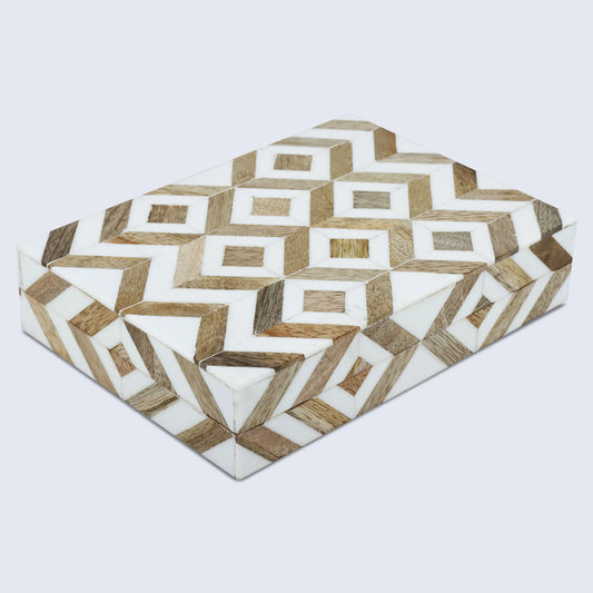 MARQUET ARRAY RESIN & WOOD INLAY DECORATIVE STORAGE BOX
