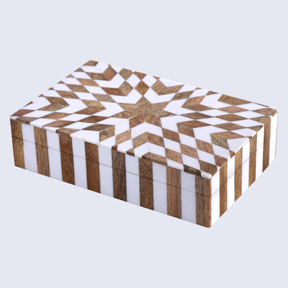 DECORATIVE STORAGE BOX ESTRELLA TRANCE RESIN INLAY IN 8 X 5 X 2 INCH