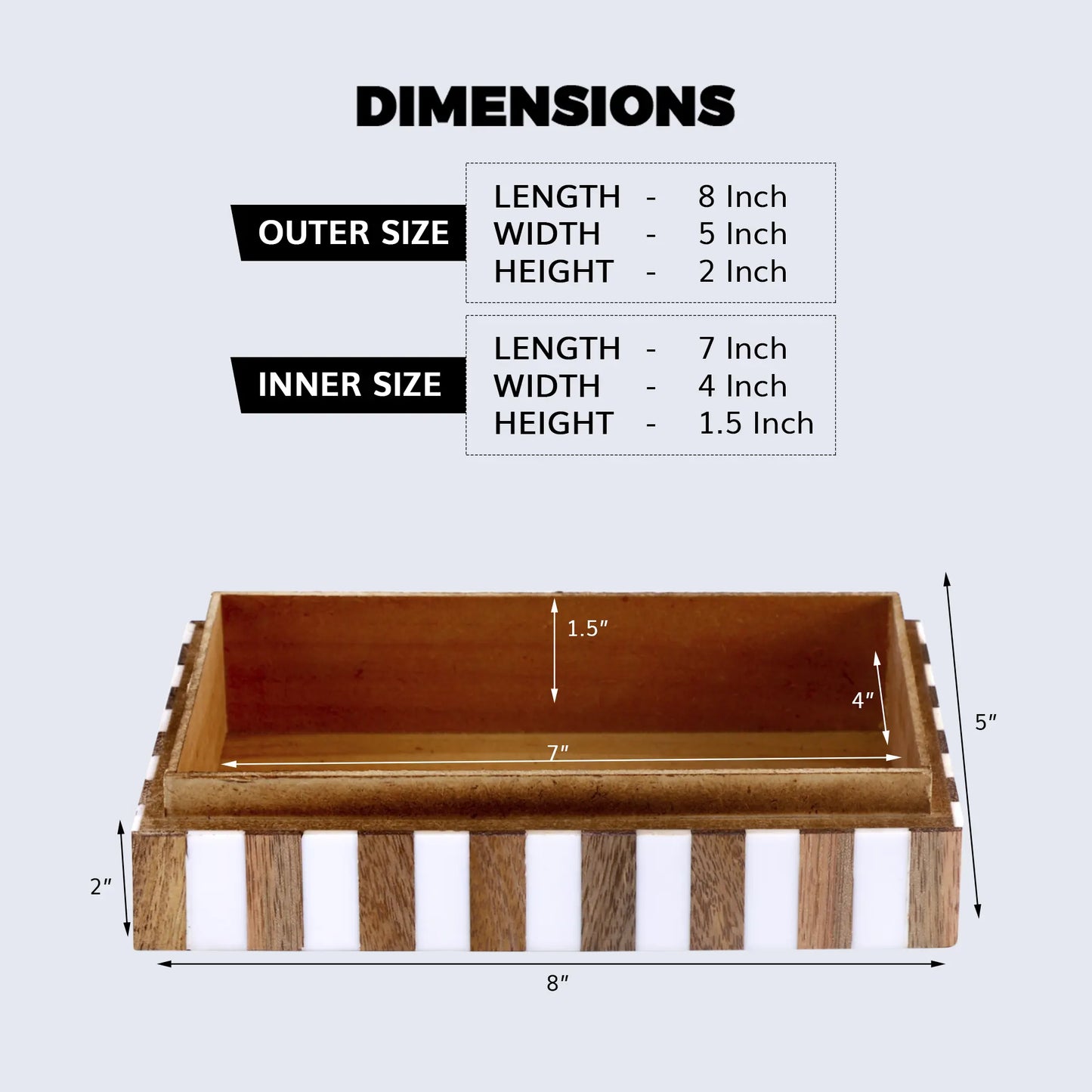 DECORATIVE STORAGE BOX ESTRELLA TRANCE RESIN INLAY IN 8 X 5 X 2 INCH