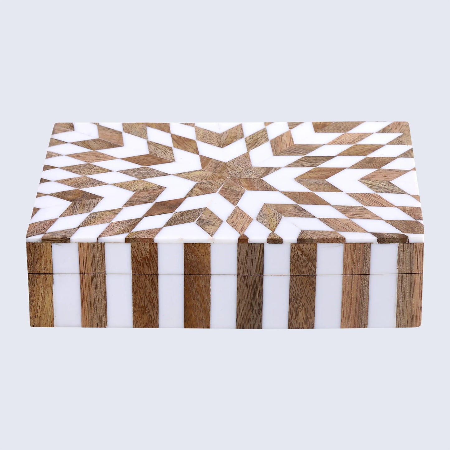 DECORATIVE STORAGE BOX ESTRELLA TRANCE RESIN INLAY IN 8 X 5 X 2 INCH