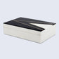 DECORATIVE STORAGE BOX KEPT DAPPER GENT RESIN INLAY & BRASS IN 7 SIZES, BLACK & WHITE