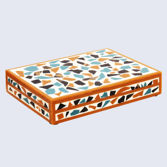 DECORATIVE STORAGE BOX MOSAIC GOLD RESIN INLAY IN 7 SIZES