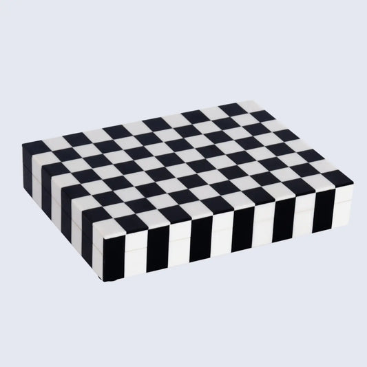 DECORATIVE STORAGE BOX PUZZLE CHECK RESIN INLAY IN 7 SIZES