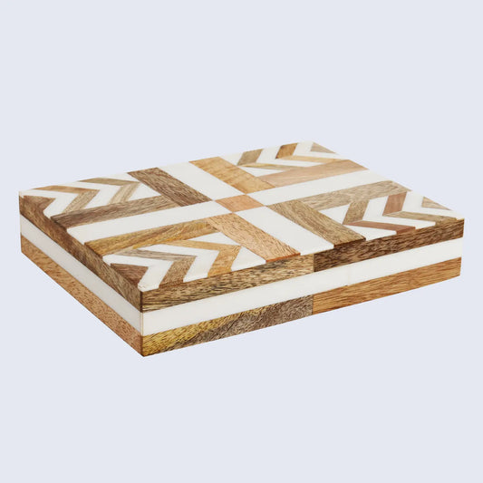 PATISSERIE ADORN RESIN & WOOD INLAY DECORATIVE STORAGE BOX