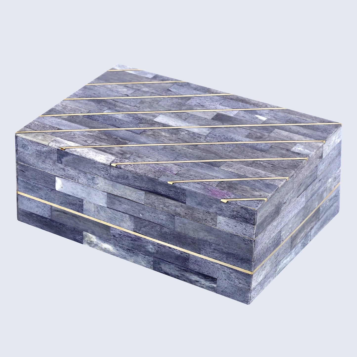 AEGEAN CORAL BONE INLAY & BRASS DECORATIVE STORAGE BOX IN 2 SIZES