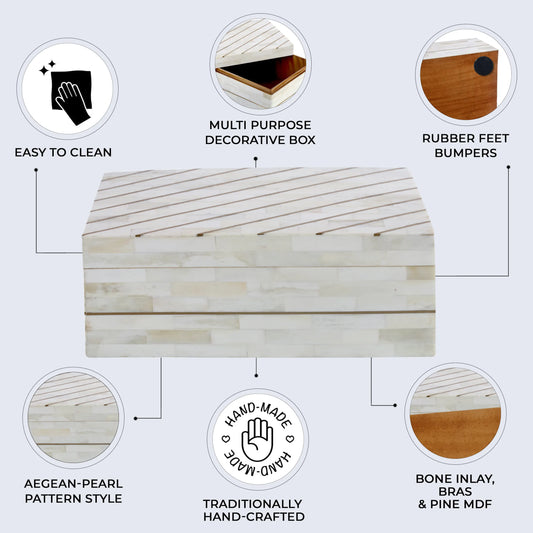 AEGEAN PEARL BONE INLAY & BRASS DECORATIVE STORAGE BOX IN 2 SIZES