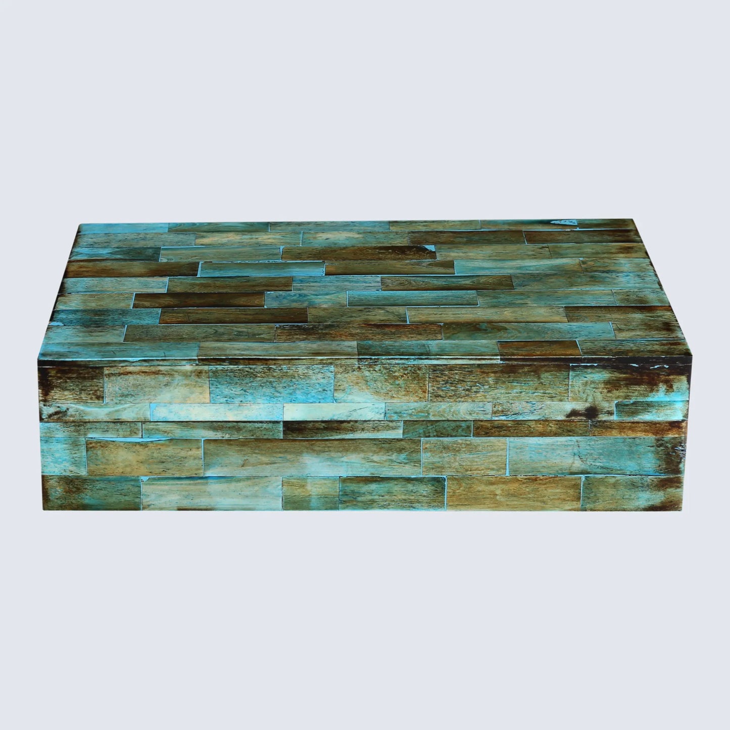 DECORATIVE STORAGE BOX VERDIGRIS BONE INLAY IN 7 SIZES