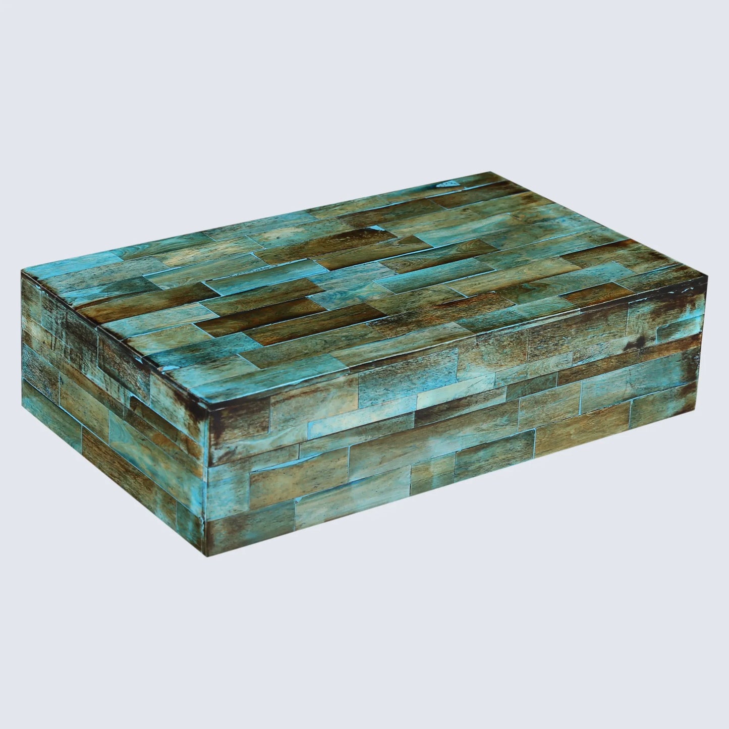 DECORATIVE STORAGE BOX VERDIGRIS BONE INLAY IN 7 SIZES