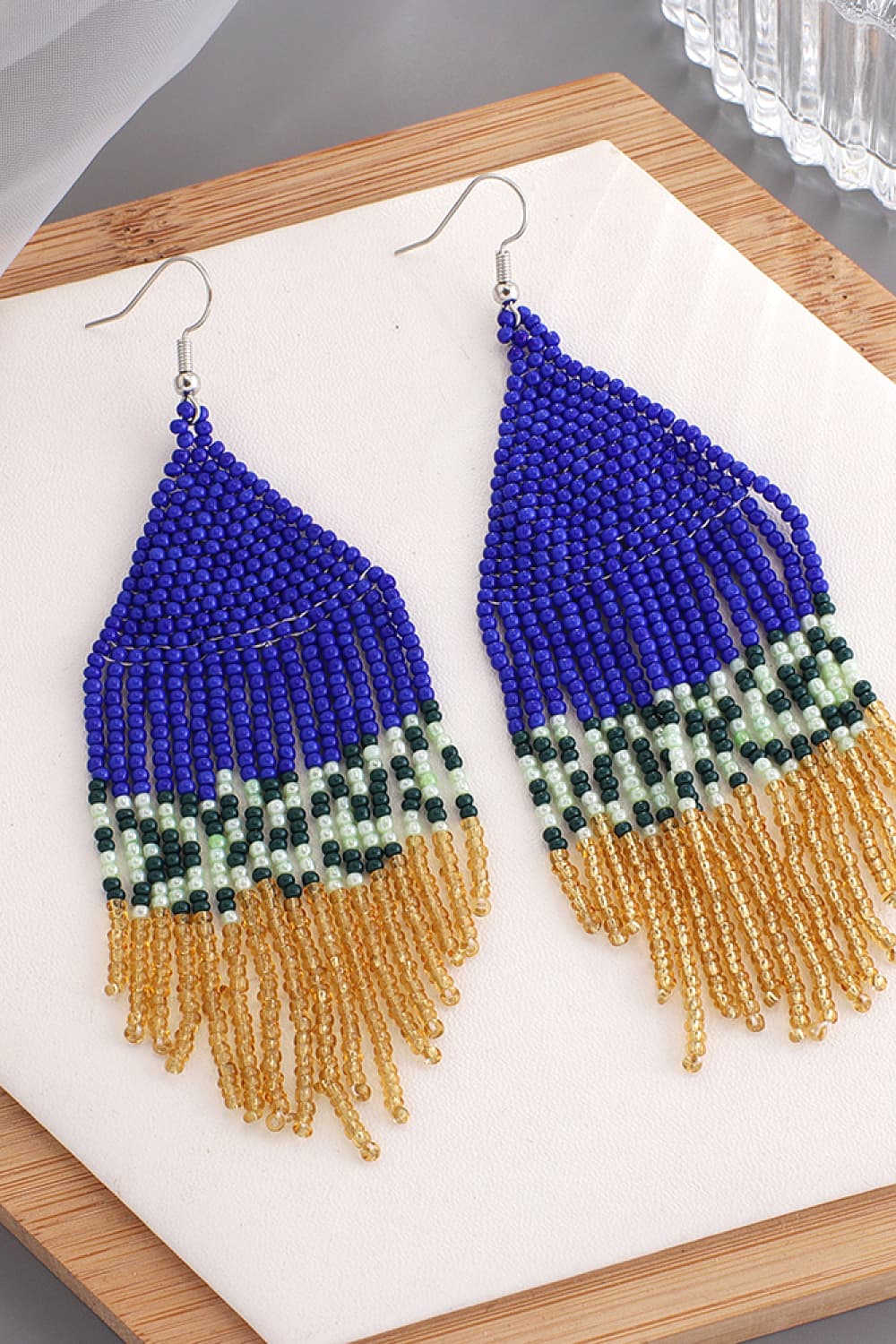 BEADED DANGLE EARRINGS-Thriftique Marketplace