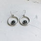 CIRCLE SILVER EARRINGS WITH RAW METEORITE