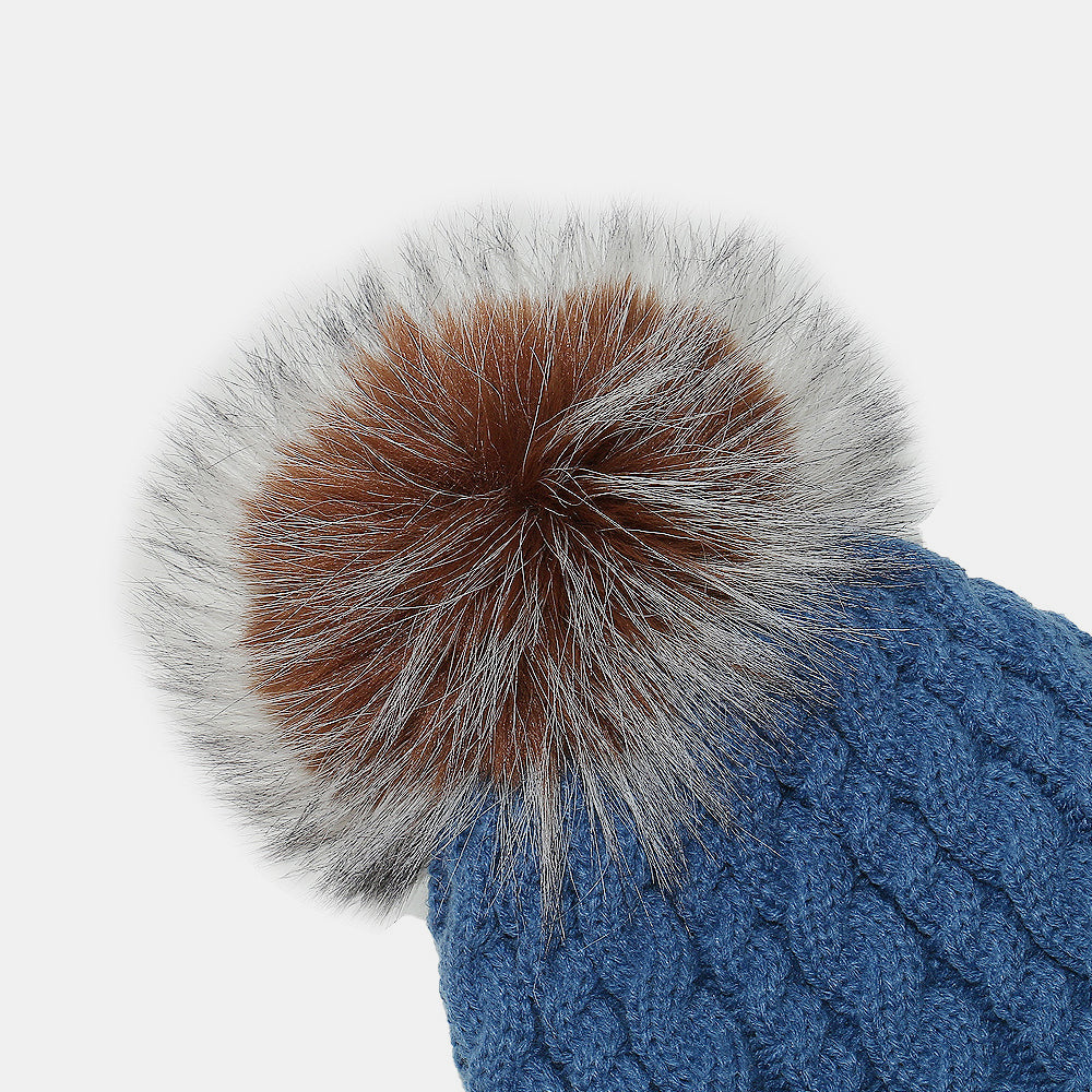 CABLE KNIT WINTER HAT WITH POMPOM-Thriftique Marketplace