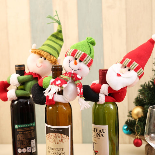 CHRISTMAS DOLL WINE BOTTLE DECORATION-Thriftique Marketplace