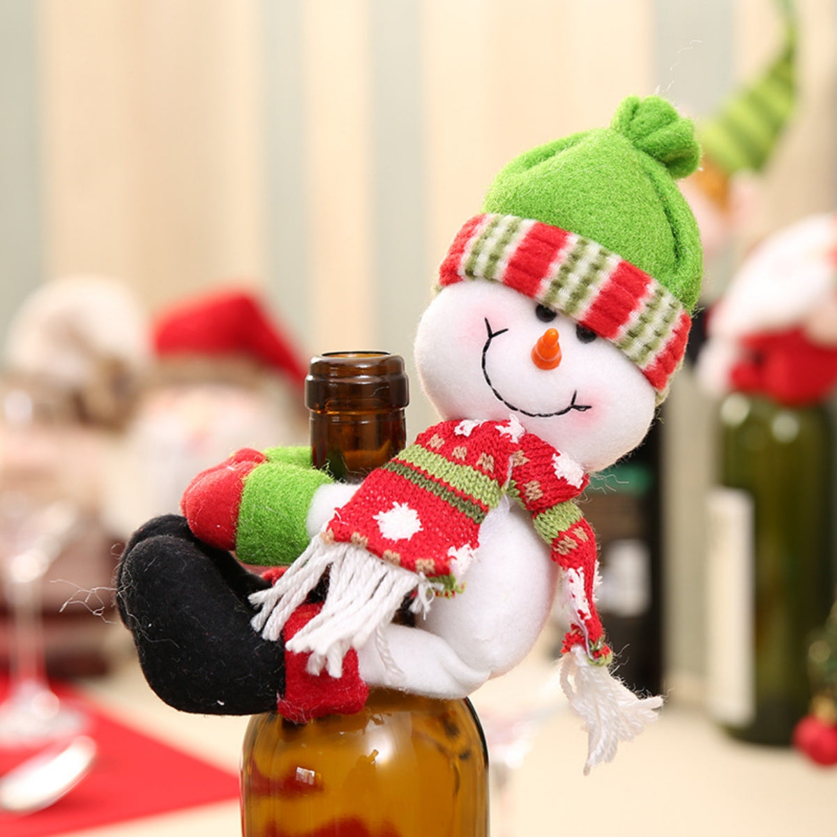 CHRISTMAS GNOME WINE BOTTLE DECORATION-Thriftique Marketplace