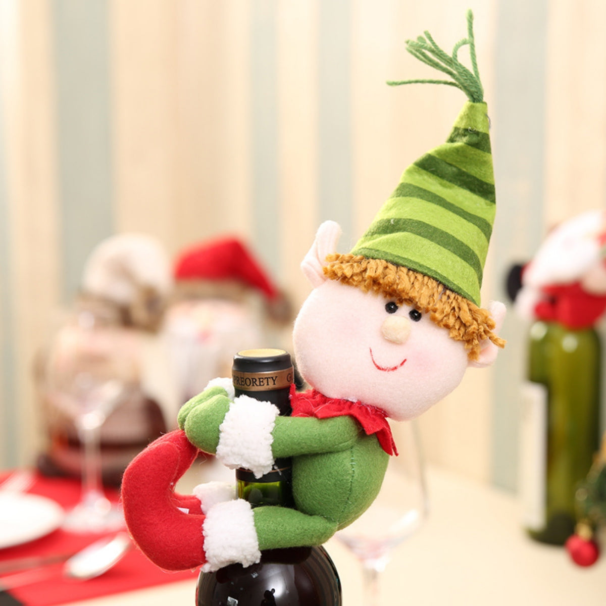 CHRISTMAS GNOME WINE BOTTLE DECORATION-Thriftique Marketplace