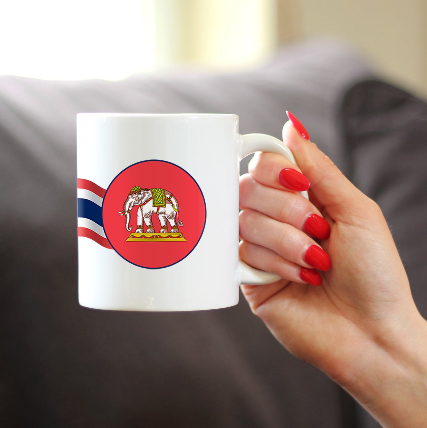 THAILAND FLAG COFFEE MUG THAI TEA GIFTS OR COFFEE CUP SOUVENIR WHITE CERAMIC COFFEE CUP