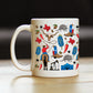 TEXAS PATTERN COFFEE MUG TEXAS GIFTS AND SOUVENIRS FOR TEXANS WHITE CERAMIC COFFEE CUP