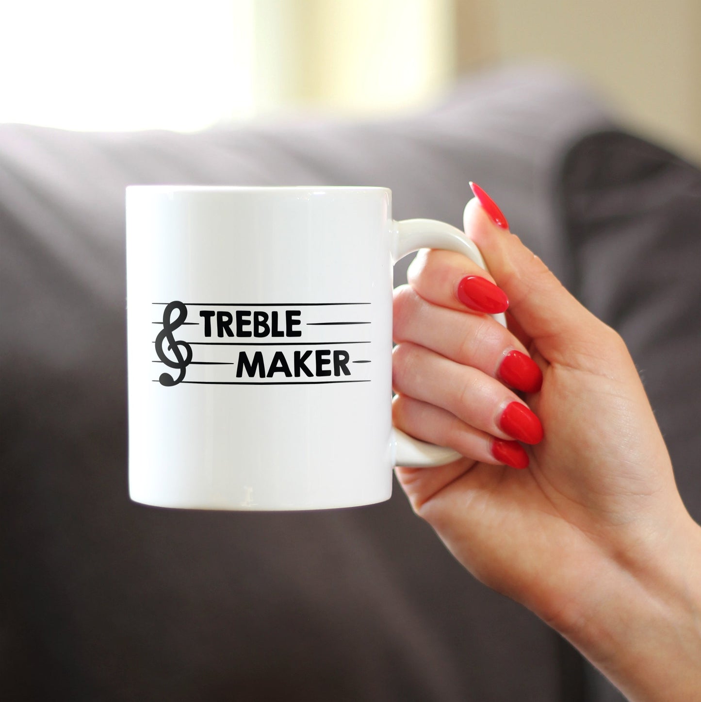 TREBLE MAKER COFFEE MUG - FUNNY MUSICIAN GIFTS FOR WOMEN AND MEN - FUN UNIQUE MUSICAL DECOR