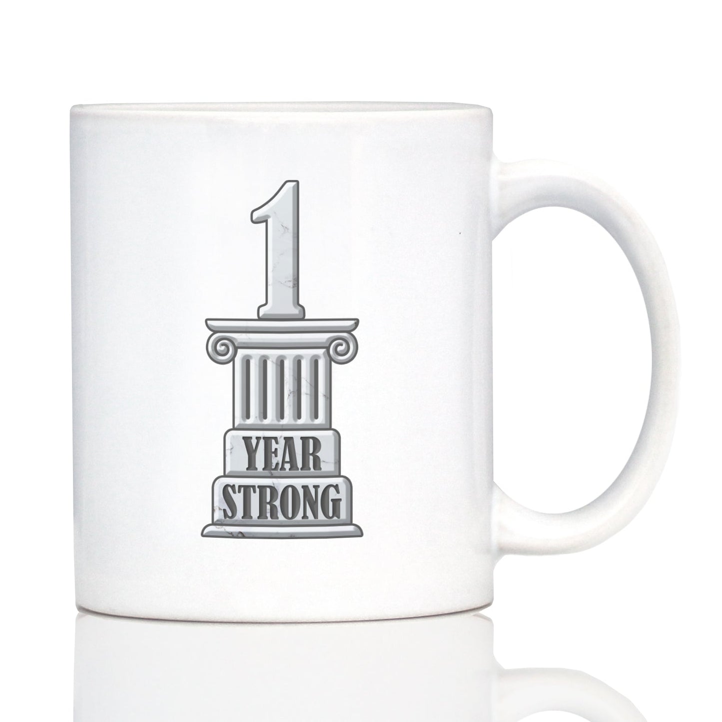 1 YEAR STRONG COFFEE MUG GIFTS 1ST ANNIVERSARY PARTY DECOR WHITE CERAMIC COFFEE CUP