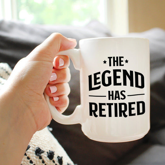 THE LEGEND HAS RETIRED - FUNNY COFFEE MUG RETIREMENT GIFT FOR BOSS OR COWORKERS - LARGE 15 OZ CERAMIC COFFEE CUP…