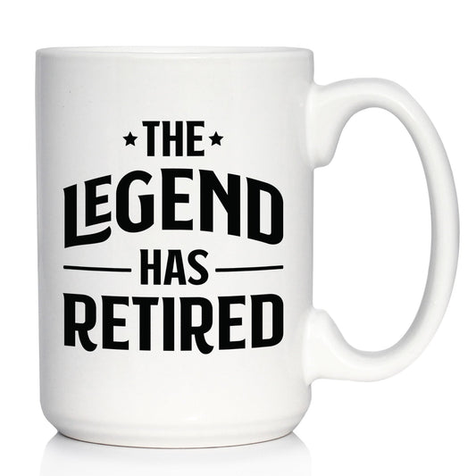 THE LEGEND HAS RETIRED - FUNNY COFFEE MUG RETIREMENT GIFT FOR BOSS OR COWORKERS - LARGE 15 OZ CERAMIC COFFEE CUP…