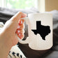 TEXAS STATE OUTLINE COFFEE MUG - STATE THEMED DRINKING DECOR AND GIFTS FOR TEXANS