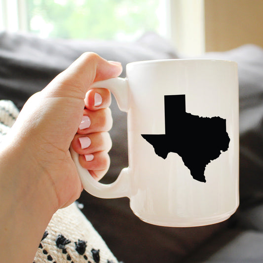 TEXAS STATE OUTLINE COFFEE MUG - STATE THEMED DRINKING DECOR AND GIFTS FOR TEXANS