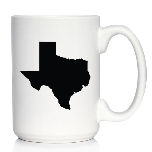 TEXAS STATE OUTLINE COFFEE MUG - STATE THEMED DRINKING DECOR AND GIFTS FOR TEXANS