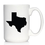 TEXAS STATE OUTLINE COFFEE MUG - STATE THEMED DRINKING DECOR AND GIFTS FOR TEXANS