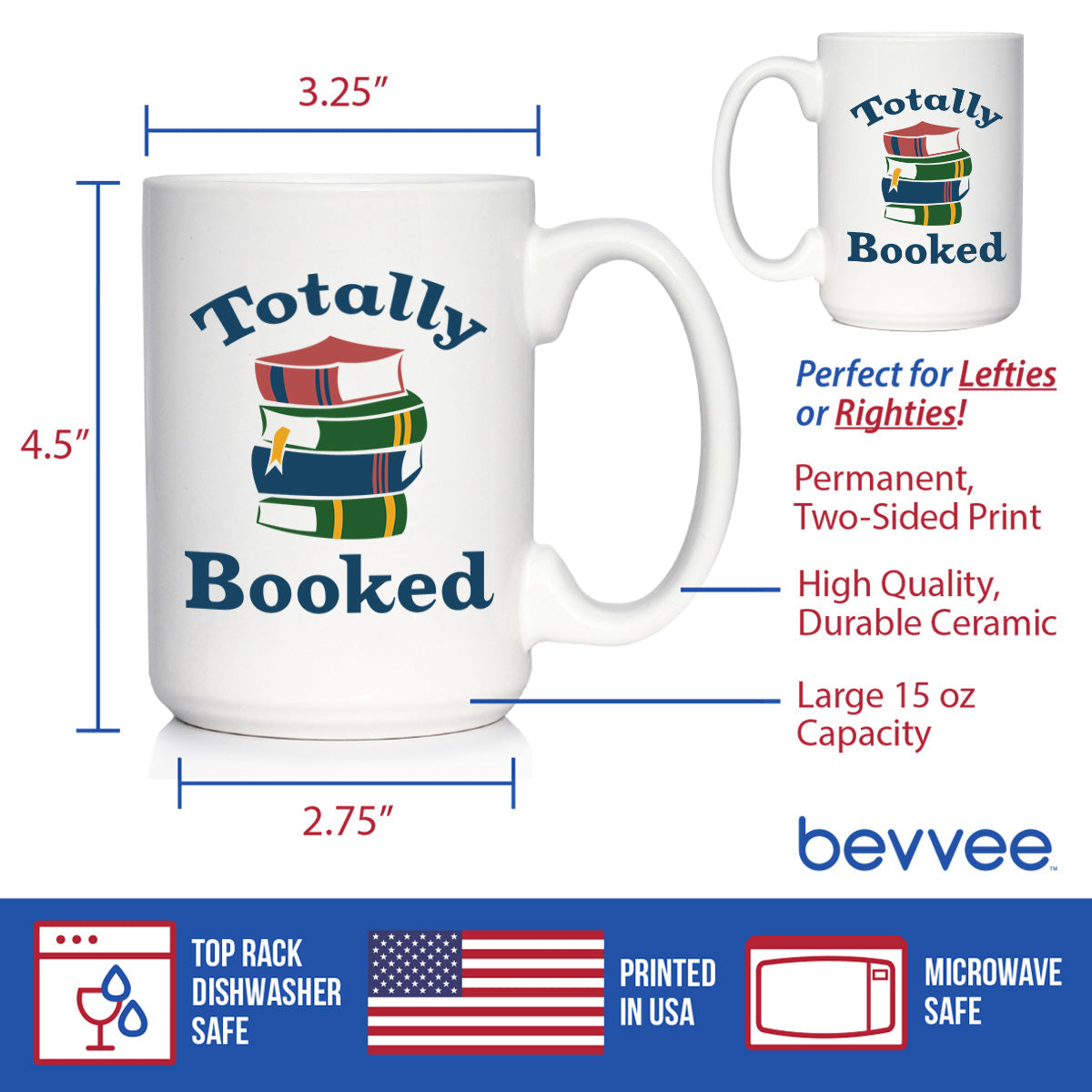 TOTALLY BOOKED COFFEE MUG - FUNNY BOOK CLUB GIFTS FOR LOVERS OF READING & FUN LIBRARIANS
