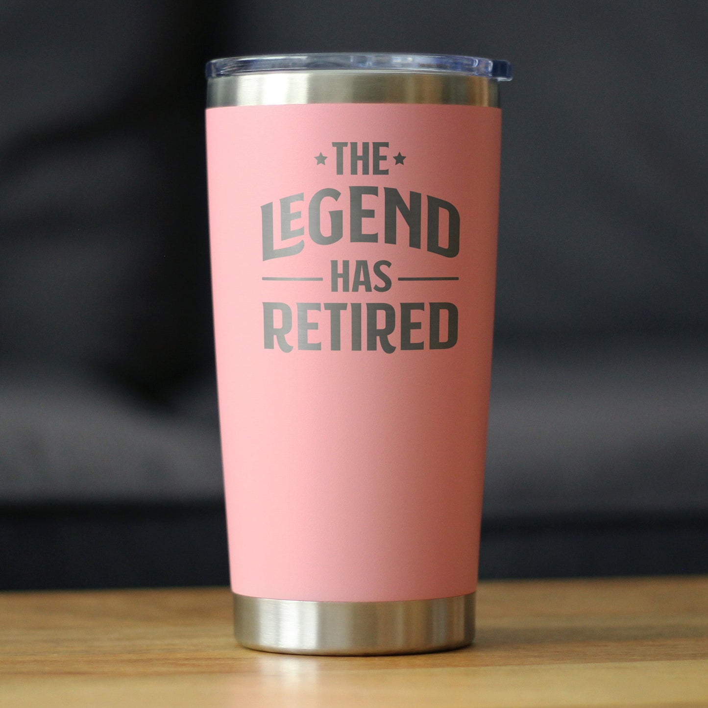 THE LEGEND HAS RETIRED - INSULATED COFFEE TUMBLER CUP WITH SLIDING LID - STAINLESS STEEL INSULATED MUG - FUNNY RETIREMENT GIFTS FOR BOSS OR COWORKERS