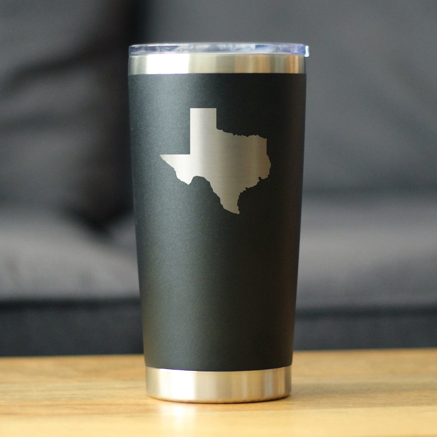 TEXAS STATE OUTLINE - INSULATED COFFEE TUMBLER CUP WITH SLIDING LID - STAINLESS STEEL INSULATED MUG - STATE THEMED DECOR AND GIFTS FOR TEXAN WOMEN & MEN