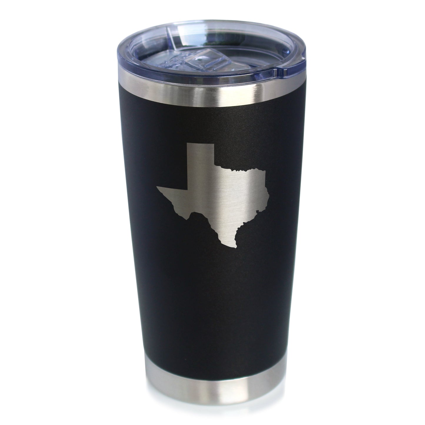 TEXAS STATE OUTLINE - INSULATED COFFEE TUMBLER CUP WITH SLIDING LID - STAINLESS STEEL INSULATED MUG - STATE THEMED DECOR AND GIFTS FOR TEXAN WOMEN & MEN