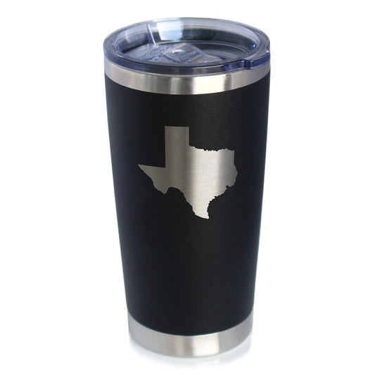 TEXAS STATE OUTLINE - INSULATED COFFEE TUMBLER CUP WITH SLIDING LID - STAINLESS STEEL INSULATED MUG - STATE THEMED DECOR AND GIFTS FOR TEXAN WOMEN & MEN