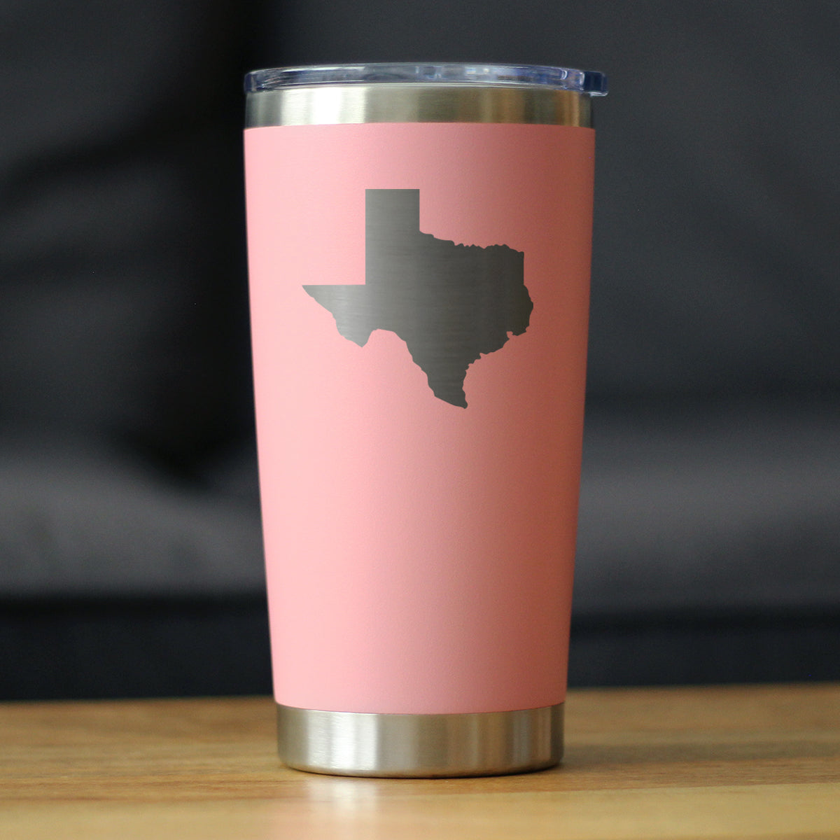 TEXAS STATE OUTLINE - INSULATED COFFEE TUMBLER CUP WITH SLIDING LID - STAINLESS STEEL INSULATED MUG - STATE THEMED DECOR AND GIFTS FOR TEXAN WOMEN & MEN