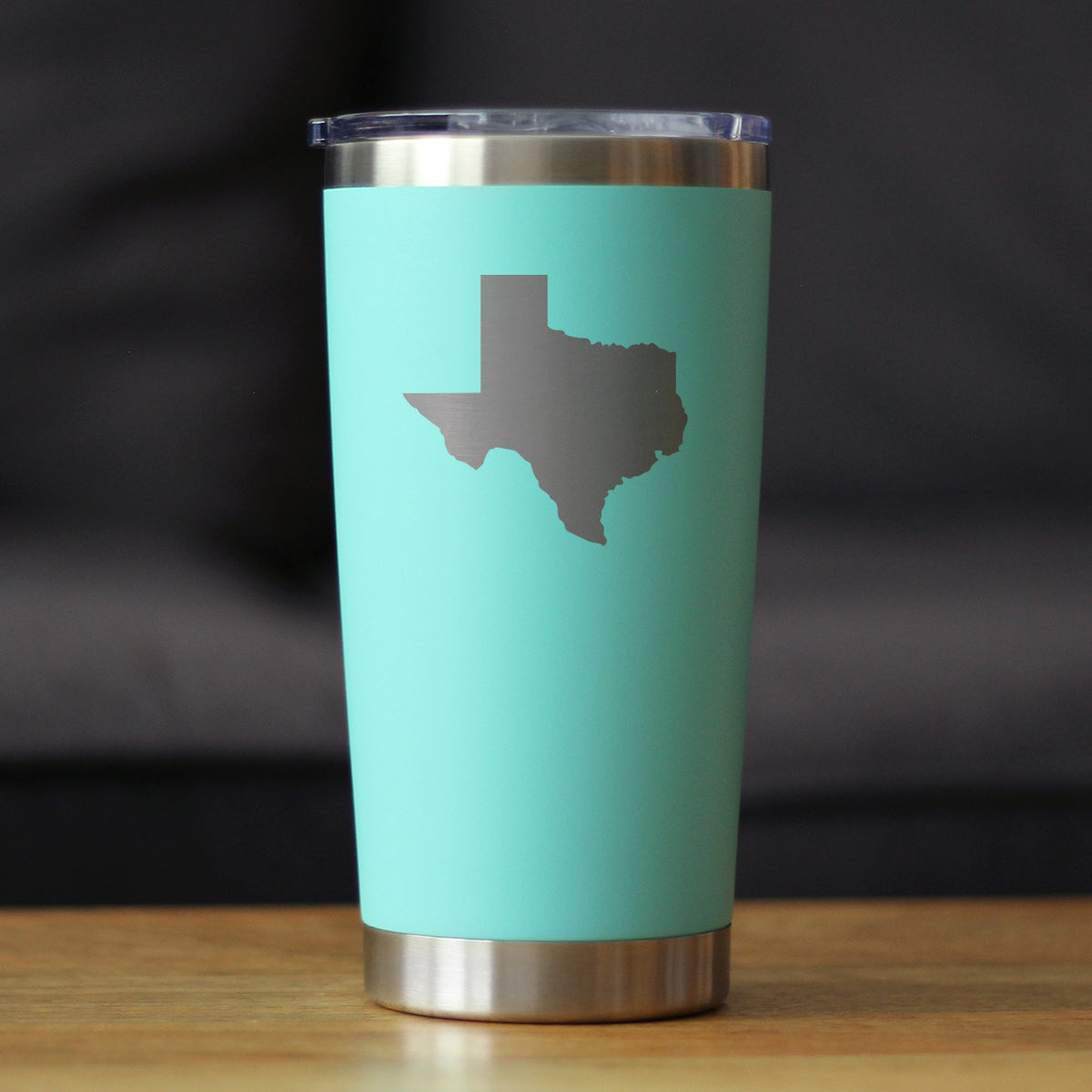 TEXAS STATE OUTLINE - INSULATED COFFEE TUMBLER CUP WITH SLIDING LID - STAINLESS STEEL INSULATED MUG - STATE THEMED DECOR AND GIFTS FOR TEXAN WOMEN & MEN