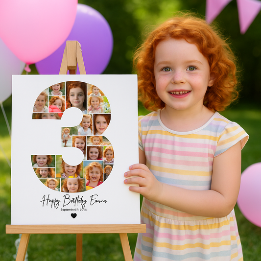 3rd Birthday Photo Collage Canva Template – Editable Milestone Poster