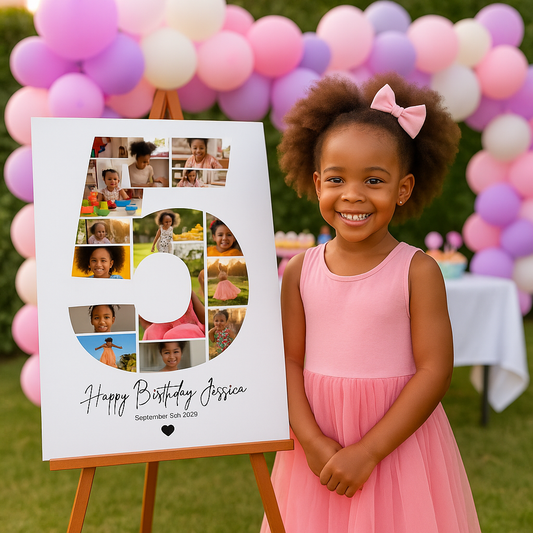 5th Birthday Photo Collage Canva Template – Editable Milestone Poster
