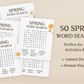 50 Spring Word Search Puzzles with Answers – Instant Download
